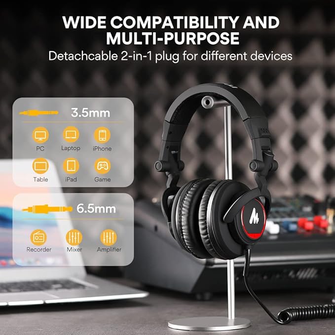 MAONO Gaming Equipment Bundle: Computer Mic with 3.5 MM Monitor Headphones for Gamer Live Streaming Vocal Recording