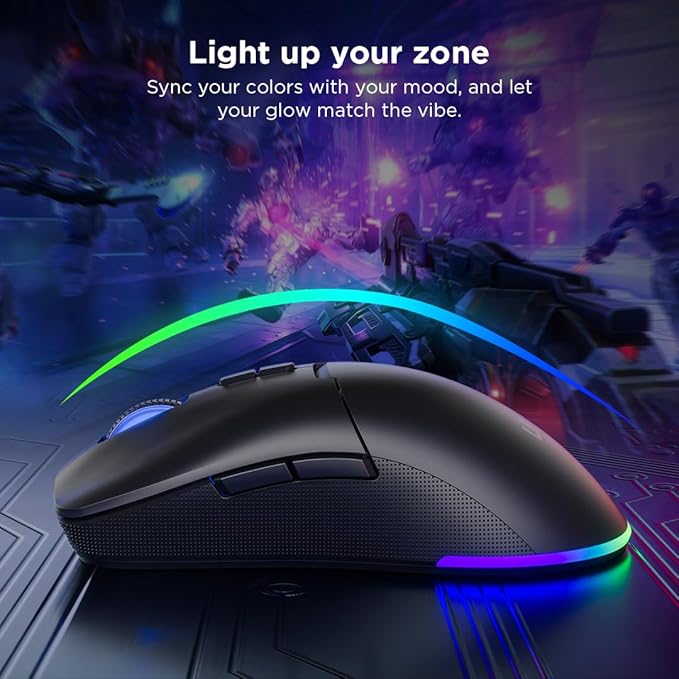 Lenovo Legion M220 Wireless RGB Gaming Mouse Dual Channel Bluetooth 2.4Ghz Wireless USB-C Charging 5-Level DPI Switch Symmetrical Medium-Large Size Black