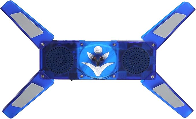 DR - 2008 Laptop Cooling Pad Foldable USB Computer Cooler with Hub Low Noise Heat Dissipation Fan 500-2500RPM High Speed Cooling for Laptop Blue LED Light and Built - in Spea