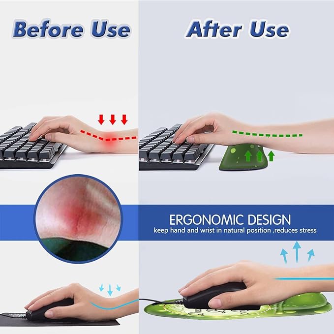Ergonomic Gel Mouse Wrist Rest Pad and Keyboard Set Anti-Slip PU Bottom Easy Typing Relieve Pain with Cute Coaster Set (3-Butterfly Inspirational Quote Dream Believe Achieve)