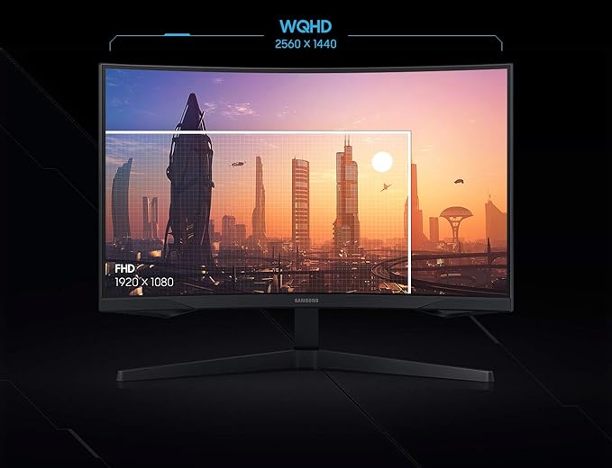Samsung Odyssey G5 Series 27-Inch WQHD (2560x1440) Gaming Monitor 144Hz Curved 1ms HDMI Display Port FreeSync Premium (LC27G55TQWNXZA)