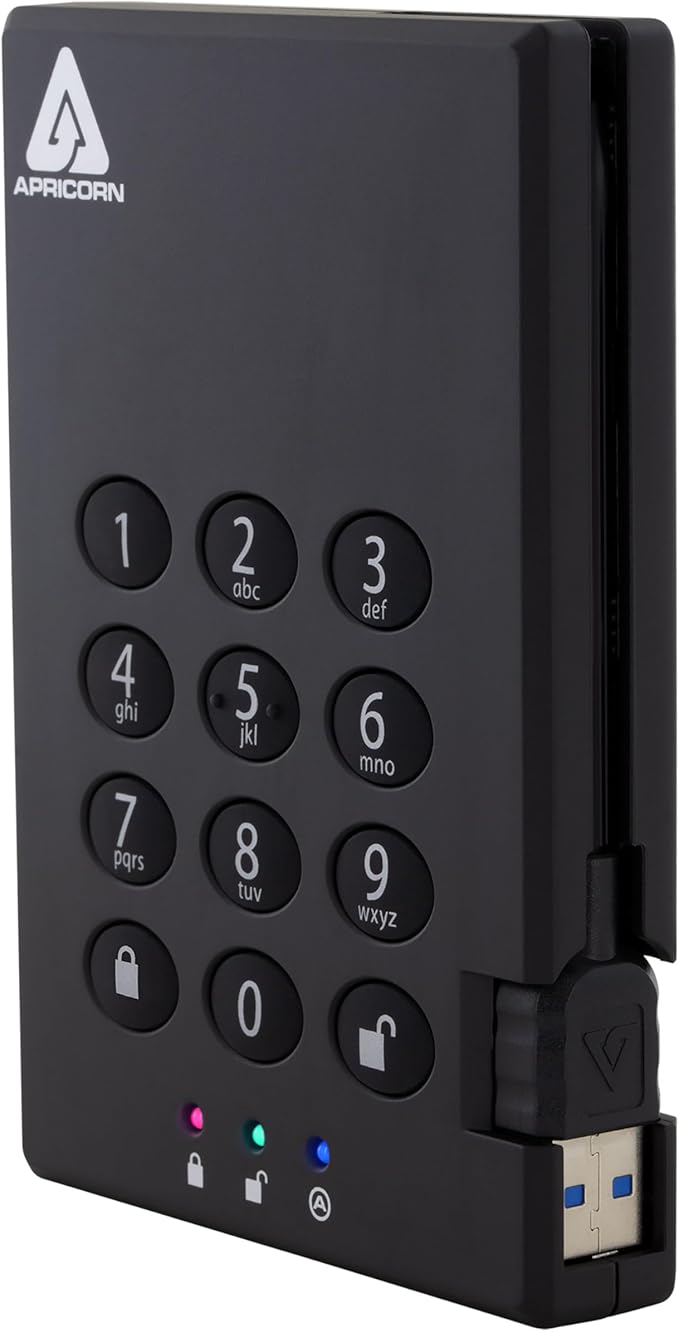 Apricorn Aegis Padlock 3.0 1TB USB 3.0 External Hard Drive Black