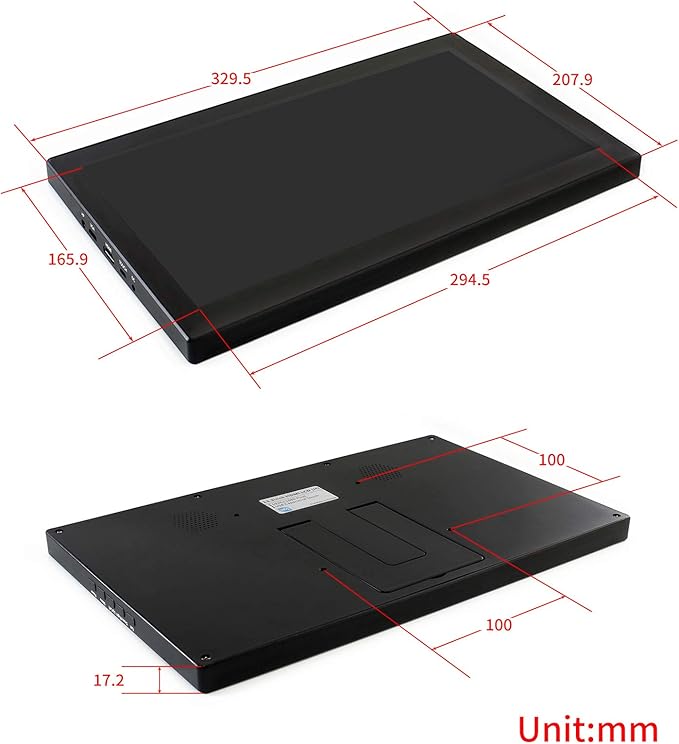 waveshare 13.3inch Capacitive Touch Screen LCD V1 with Case and Toughened Glass Cover 1920×1080 HDMI IPS