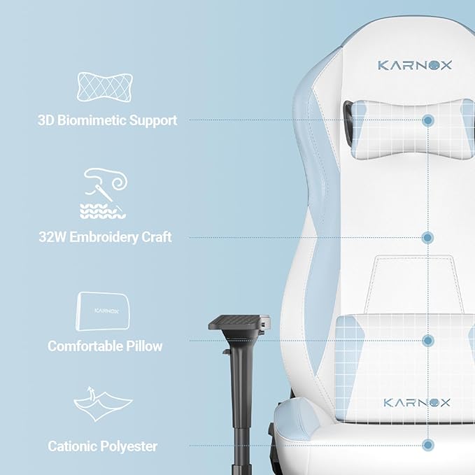 KORNOX Ergonomic Gaming Chair PU Leather with Footrest for AdultsOffice Chair High BackGaming Chair Racing Height Adjustable for TeensGame Chair with Headrest and Lumbar Support for GirlWhite