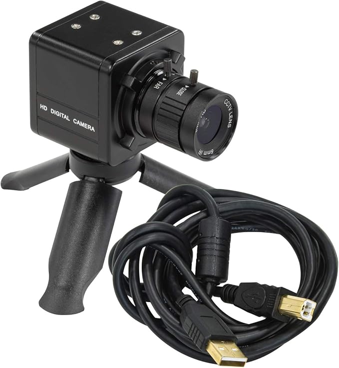 Arducam for Raspberry Pi HQ Camera 12MP IMX477 HQ Webcam with Audio 6mm CS-Mount Lens Metal Enclosure Tripod and USB Cable