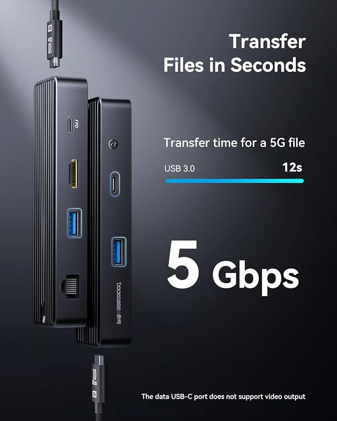 DOCKCASE Explorer Edition Visual Smart USB C Hub (6-in-1) with HDMI Port 4K@60HzGigabit EthernetUSB-C and 2 USB-A 5Gbps Data Ports 100w PD Power Delivery for MacBook Air/Pro XPS and More