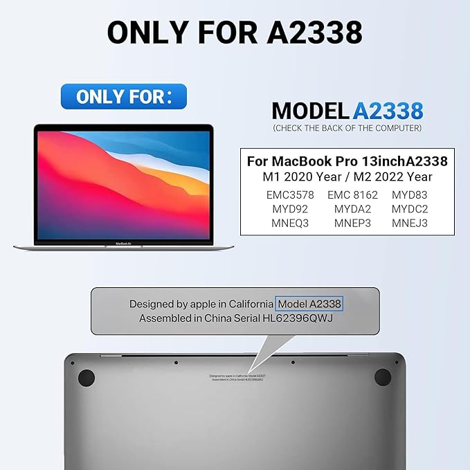 Screen Replacement for MacBook Pro 13.3 A2338 M1 M2 Retina EMC 3578 EMC 8162 MYD83 MYD92 MYDA2 MYDC2 MNEQ3 MNEP3 2560x1600 Full LCD Retina Display Assembly with Fix Kit（Grey）