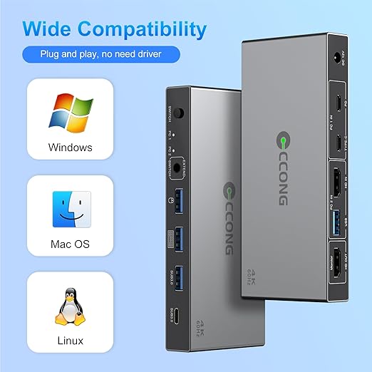 USB C HDMI KVM Switch 1 Monitors 2 Computers4K@60Hz KVM Switch 2 Port for 1 Laptop 1 Desktop Share 1 Monitor Keyboard Mouse Printer and 100W PD Charging for LaptopWired Remote 2 USB Cable Included