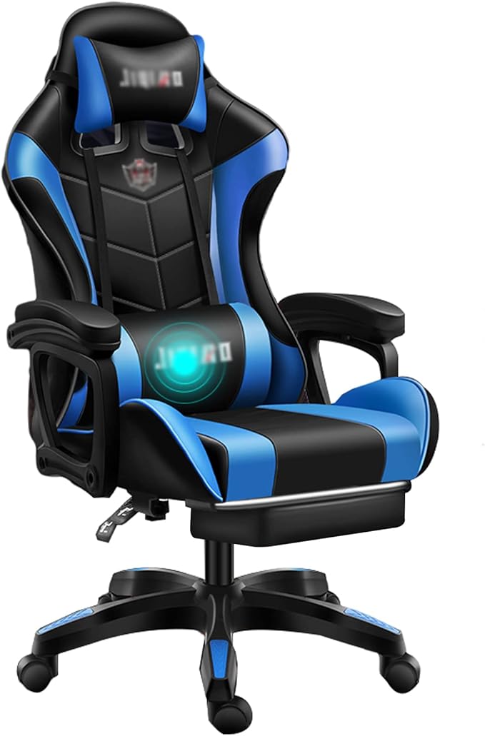 Office Ergonomic Chair Swivel Chair Computer Chair Gaming Chair Boys Home Gaming Chair Lift Reclining Swivel Chair Office Chair Boss Chair (Size:Aluminum Alloy feetColor:Blue)