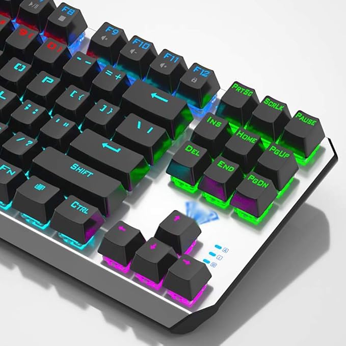 Laptop Keyboard Mechanical Gaming Keyboard LED Rainbow Gaming Backlit 87 Keys Anti-Ghosting Wired Keyboard for Win/Gaming Computer Keyboard (Color : Black)