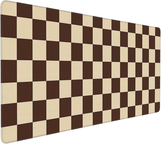 Brown Checkered Mouse Pad Large Desk Mat for Keyboard and Mouse Non-Slip Gaming Mousepad Office Desk Accessories for Computer 35.4x15.7Inch