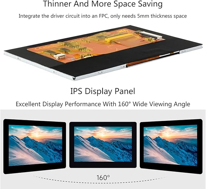 waveshare 5inch DSI Touch LCD Display 800 x 480 Capacitive Touch IPS Screen 160° Viewing Angle Adjustable Brightness Via Software for Raspberry Pi 4B/3B+/3A+/3B/2B/B+/A+ Compute Module 4/3/3+