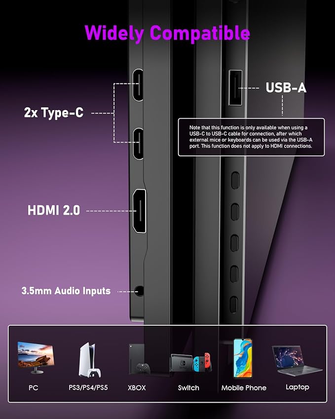 Yodoit Portable Monitor for Laptop 23.8 4K UHD Travel Gaming Monitor Screen IPS Display with USB Type C Port and Built-in Speakers with Cover Monitor Compatible with PC Xbox Black