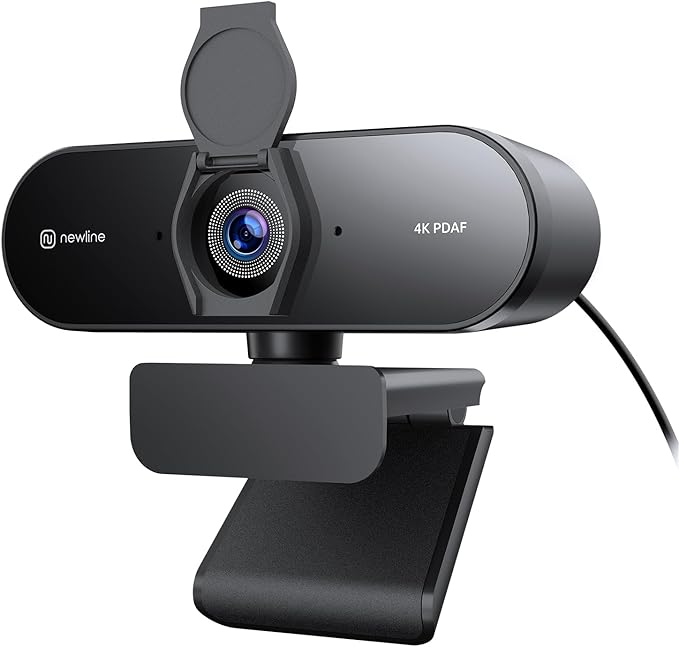 N newline 4K Webcam for PC PDAF/CDAF Autofocus 1080P@60FPS 79° FOV Auto Light Correction 2 Noise Reduction Mics Privacy Cover USB-A Streaming Camera for Skype Teams Online Meeting NewEye 62