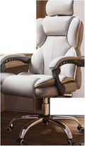 Computer Chair Household Office Chair Gaming Backrest Stool Scroll Wheel Pedal Headrest Latex Leather Rotatable Lifting Chair (Color : Grey B)