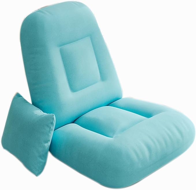 Folding Floor Gaming Chair Adjustable Memory Sponge Floor Chair with Back Support Lazy Sofa for Reading Game No Assembly Required(Blue)
