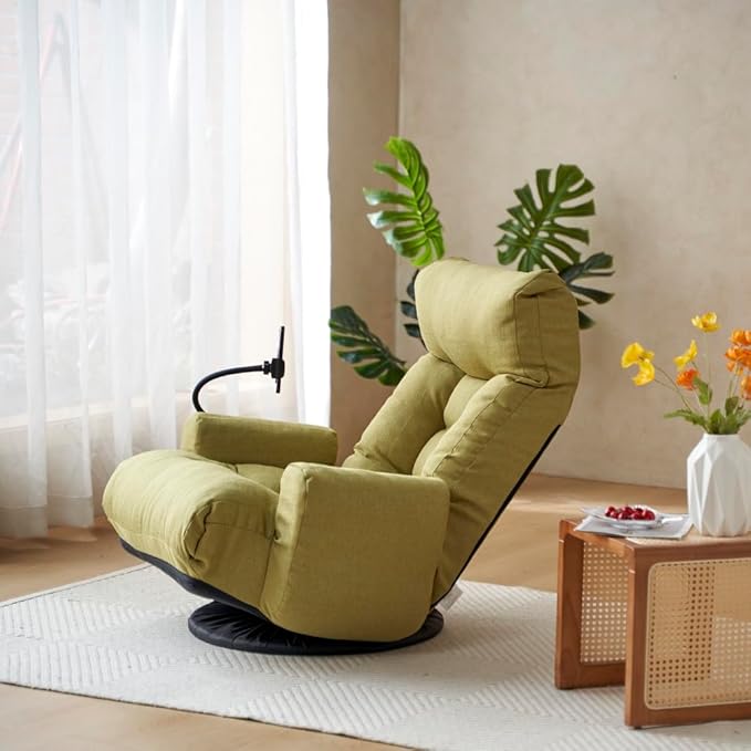 Adjustable Head and Waist Game Lounge Chair in The Living Room 360 Degree rotatable Sofa seat Chair Deck Chair5 Different Angles Adjustable Lounge Sofa Chair for Bedroom Office (Green)