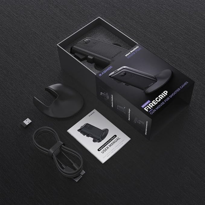 FireGrip Gun Mouse for Shooter Games — Vertical Pistol Grip Design Vibration Feedback 2.4G Wireless &amp Wired Programmable Buttons for FPS Gaming