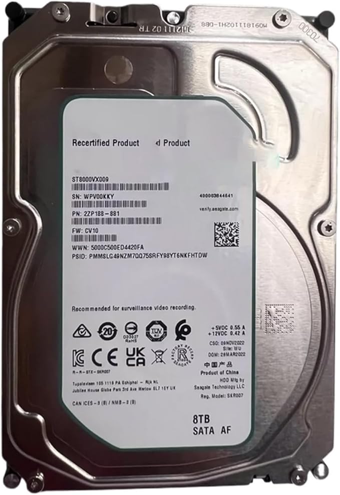 1Pcs for Monitor Vertical Hard Drives 8T 3.5'' SATA HDD ST8000VX009