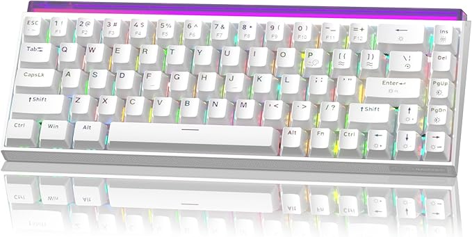 MageGee AIR68 Wireless Hall Effect Gaming Keyboard 60% RGB Magnetic Switch Keyboard with Rapid Trigger Adjustable Actuation 8KHz Polling Rate 0.01mm RT Accuracy 6000mAh Hot-Swap (White)