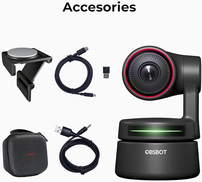 OBSBOT Tiny PTZ 4K Webcam AI Powered Framing &amp Autofocus 4K Video Conference Camera with Dual Omni-Directional Microphones Auto tracking with 2 axis gimbalHDR60 FPSLow-Light CorrectionStrea
