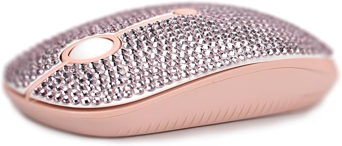 WONGS Luxury Bling Dazzling Pink Austrian Crystal Rhinestone 2.4G Wireless Mouse for Laptop Notebook PC Computer MacBook Girls Gift - Pink