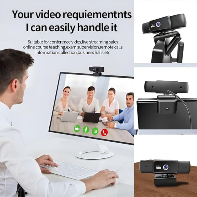 Hprosper 1080P Webcam with mic Noise Cancellation Wide-Angle Lens Auto Light Correction Plug &amp Play USB Webcam for Laptop Desktop PC Mac Zoom Skype Streaming
