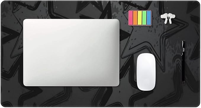 Black Gray Star Desk Cover MatExtended Large Mouse PadComputer Laptop Mat Desk Decor for Office Game Home 30x16 Inch