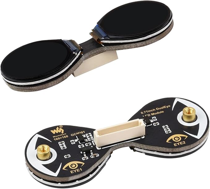 0.71inch Double Eye Round LCD Display Module Compatible with Raspberry Pi Pico/Pico W ESP32 / Arduino 160x160 Resolution IPS Panel 65K Colors SPI Interface
