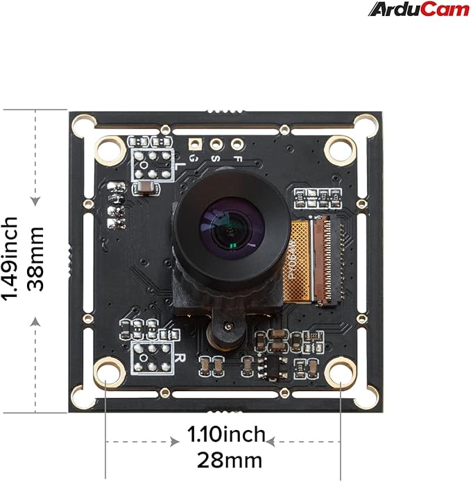 Arducam 2MP Global Shutter USB Camera 50fps OV2311 Monochrome UVC Webcam Module with Low Distortion M12 Lens Without Microphones Compatible with Windows Linux Android and Mac OS
