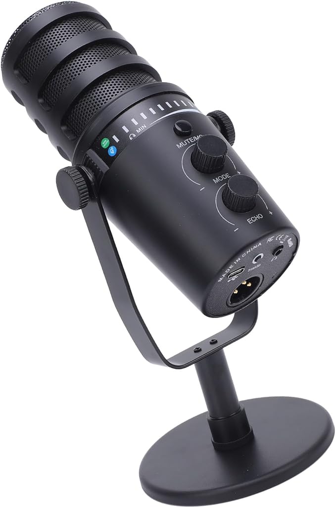 Dynamic Mic with Stand USB XLR Cardioid Mic for Live Recording Gaming Karaoke Metal Bracket Wind Sound Filter