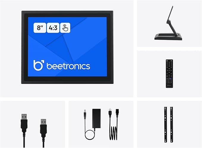 Beetronics 8 Inch Touchscreen Monitor | Full HD 1080p | 8TSV7M – Industrial-Grade Professional 10-Point Multi Touch Display for PC Mac Linux – HDMI DisplayPort USB-C VGA Inputs
