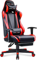 GTPLAYER Gaming Chair with Footrest Ergonomic Computer Game Desk Chair Reclining Gamer Chair Seat Height Adjustment Swivel Rocker with Headrest and Lumbar (Brickred)