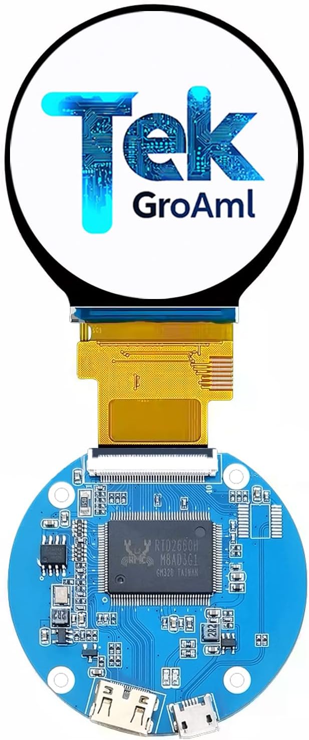 TekGroAml Portable mini IPS LCD Round Screen2.1 inch 480x480 Circle Display and Micro HDMI Control Board