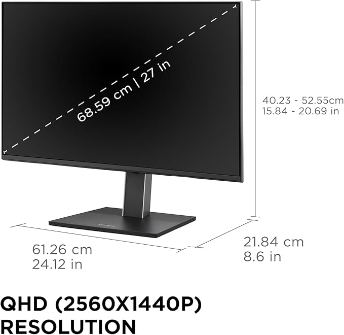 ViewSonic VG2758-2K 27 Inch 1440p IPS Docking Monitor with Advanced Ergonomics 100W USB C 5-Port USB Hub HDMI DisplayPort and Daisy Chain for Home and Office