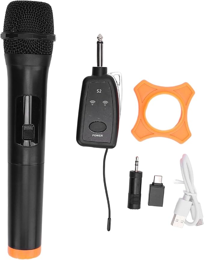 Bewinner 2.4G Wireless Dynamic Microphone with Mini Receiver for Karaoke Live Streaming Outdoor Performance 10m Range Clear Sound No Interference