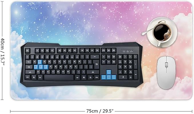 Dreamy Colorful Cloud Mouse Pad Large Desk Mat Extended Keyboard Mouse Pad with Non-Slip Base and Stitched Edge Mouse Mat Desk Pad 30x16 Mouse Pads for Desk Home Office Gaming
