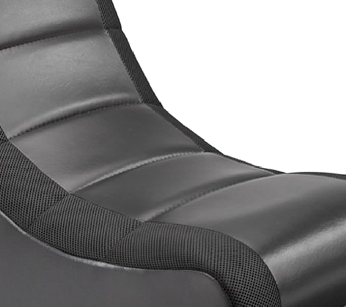 The Crew Furniture Classic Video Rocker Gaming Chair for Kids and Teens PU Faux Leather &amp Polyester Mesh Black/Black