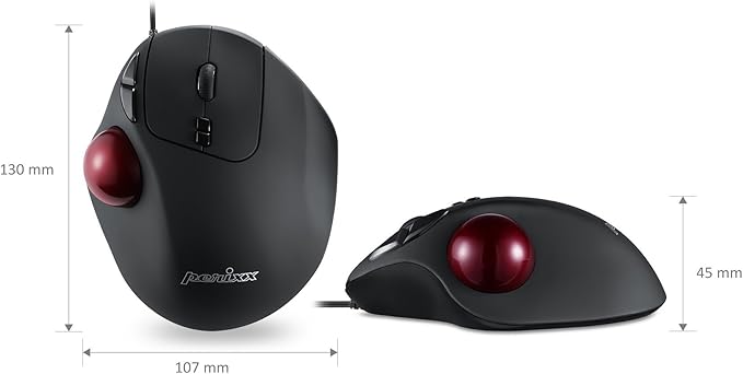 Perixx Perimice-517 Wired Trackball USB Mouse 7 Button Design Build-in 1.34 Inch Trackball with Pointing Feature