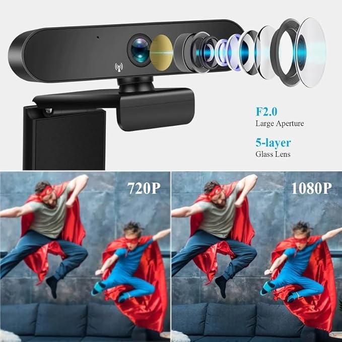 1080P Webcam Mini Computer PC WebCamera with Plug Rotatable Cameras for Live Video Calling Conference Work