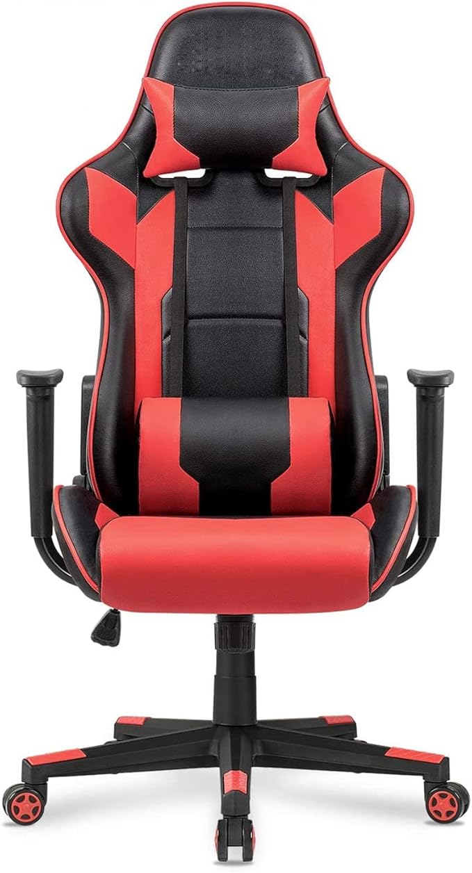 WANYE Ergonomic Gaming Chair Gaming Chair Reclining Back Gaming Chair Adjustable Height PU Leather Gaming Chair Office Chair with Footrest (Blue) red