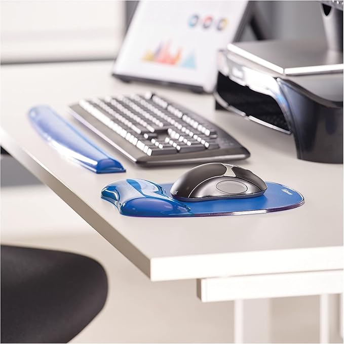 Fellowes 91137 Gel Crystals Keyboard Wrist Rest Blue