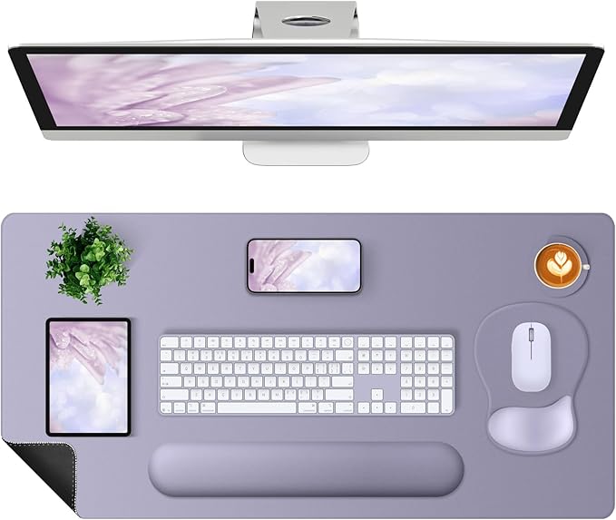 4-in-1 Large Gaming Mouse Pad Keyboard Wrist Rest Pad &amp Wrist Support Mousepad Set Extended Desk Pad Waterproof Desk Mat Protector for Home Office Decor Study Game 35.4×15.7 Inches I Noble Purpl