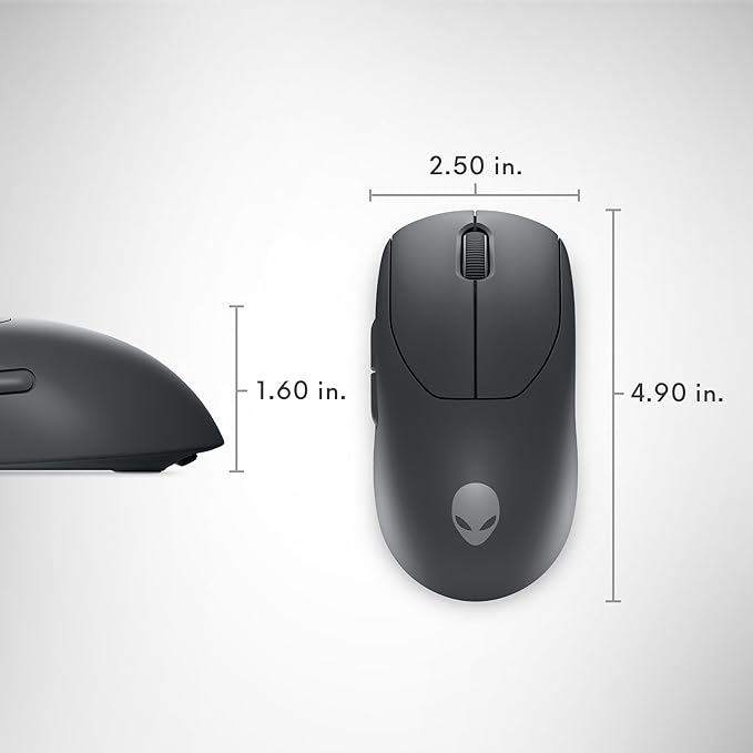 Alienware Pro Wireless Gaming Mouse - 2.4GHz Gaming Wireless/USB Wired Connectivity Adjustable DPI Optical Sensor Technology 6 Programmable Buttons 650 IPS Sensor Max Speed - Dark Side of the Moon