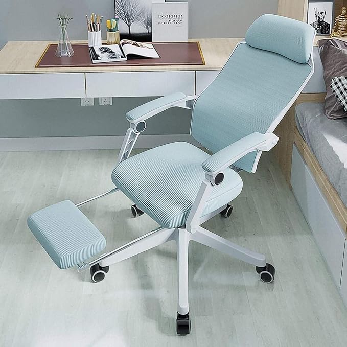 Office Chair Gaming Chair Ergonomic Gaming Table and Chair Headrest Work Chair High Back Computer Chair Footstool Swivel Chair Chair (Size : Blue) Needed