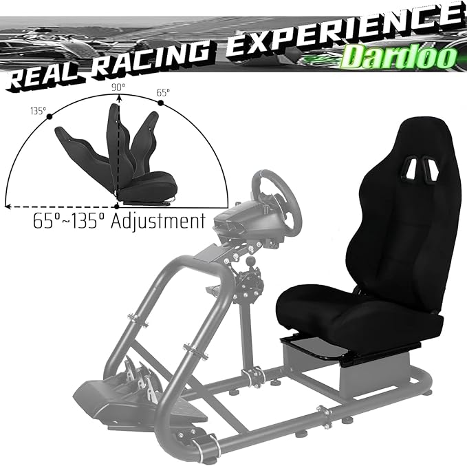Dardoo Racing Gaming Simulator Cockpit Frame Seat Fit for Logitech/Thrustmaster G27 G29 G920 TX PXN with Adjustable Double SlideAdapt Racing Wheel Stand ChairVideo Game Seats