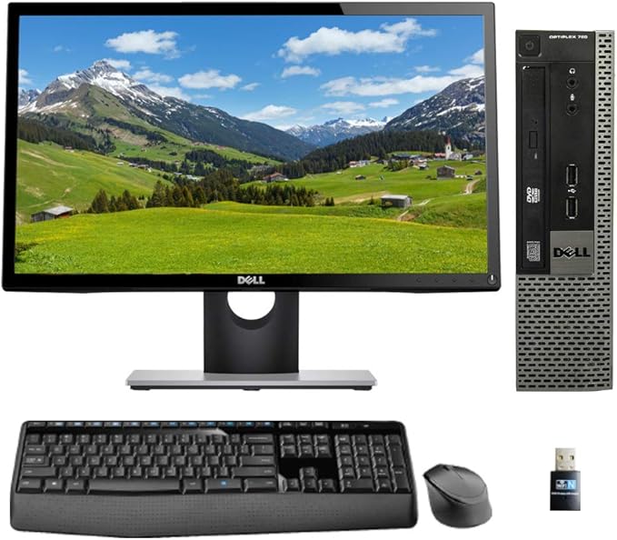 Dell Optiplex 780 USFF with Intel 3GHz 8GB 250GB SSD 24 Monitor Wireless Keyboard and Mouse WiFi Windows 11 Pro (Renewed)