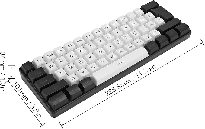 ZJchao Gaming Keyboard Mini RGB Keyboard LED Backlight 61 Keys Mechanical Feeling Wired Gaming Keyboard Keyboard Mechanical Keyboard with Type C Interface for Office Business (White)
