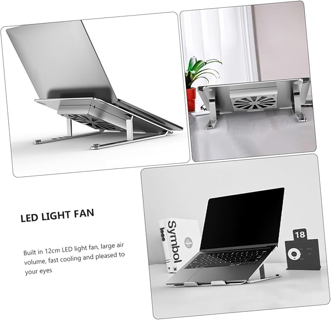 Veemoon Aluminum Alloy Laptop Cooler with Adjustable Height Stand RGB LED Fan Cooling Pad for Gaming Laptops and Notebooks Silver USB Powered Cooling Pad for Office and Home Use