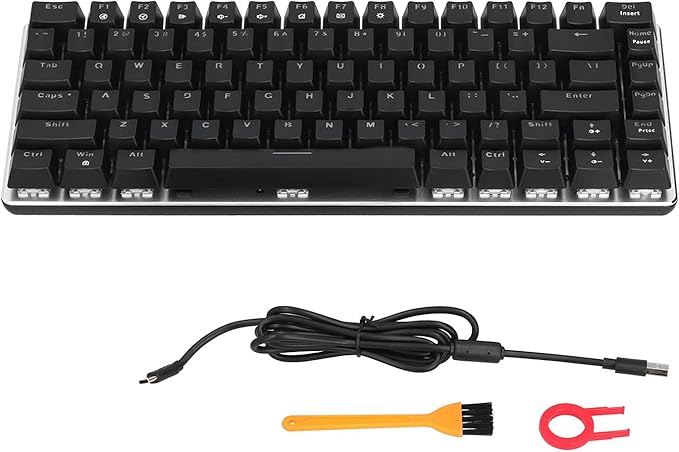 Wired Hanical Keyboard 82 Keys Gaming Office Accessory with Backlight Ions - Silver e (#2)